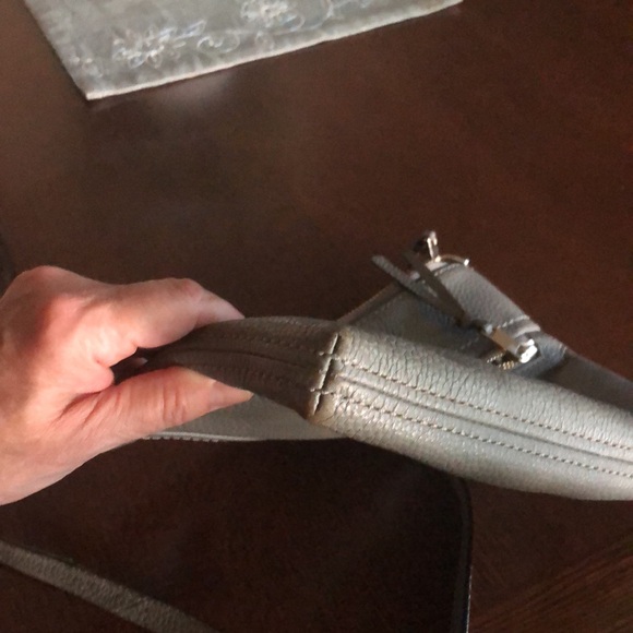 Kate Spade Heather Gray Pebbled Leather Gusset Jackson Crossbody Purse - Picture 14 of 15